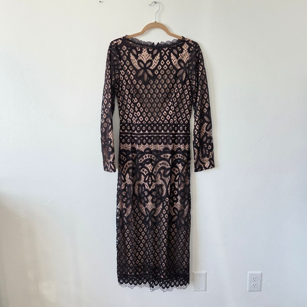 Black Lace Midi Dress High Neck Formal Church Wedding Guest Cocktail Black Tie M